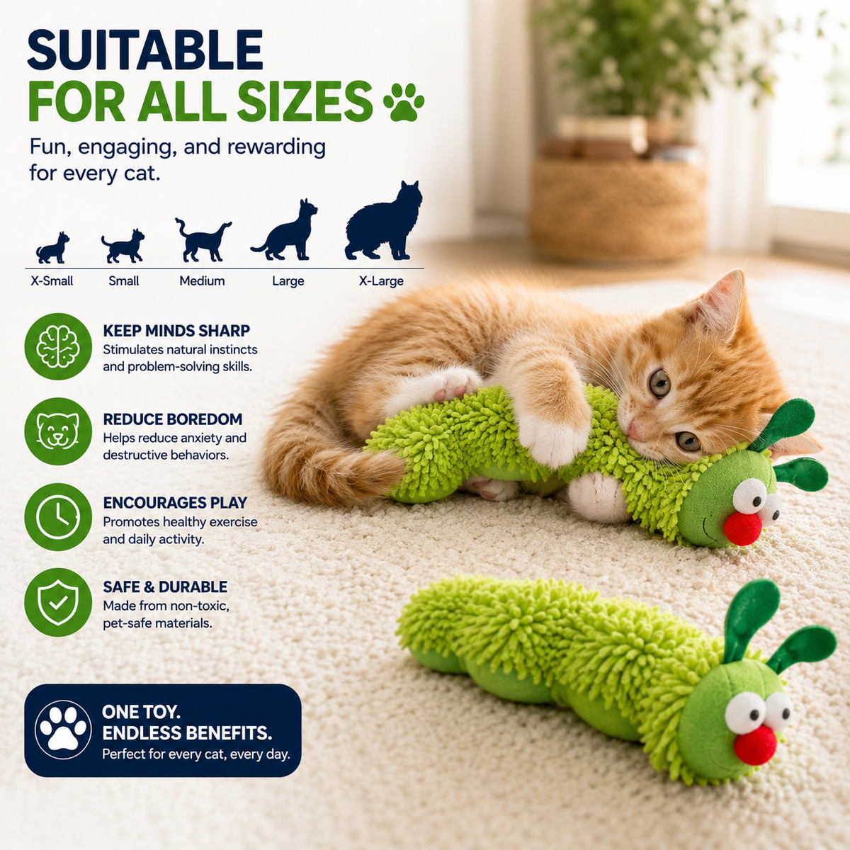 Silvervine & Catnip Caterpillar Cat Toy